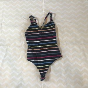A striped bodysuit